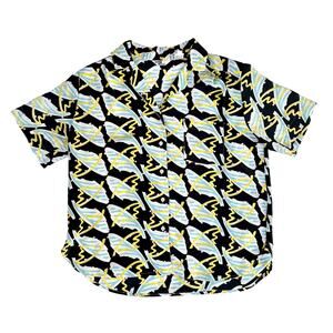 VTG Geometric Pastel Color block Abstract Art to Wear Chiffon Button Up 10